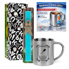 Easter Set, metallic thermal cup (300ml) & aromatic flat Easter candle (30cm) (TURQUOISE)