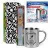 Easter Set, metallic thermal cup (300ml) & Easter aromatic flat candle (30cm) (GRAY)
