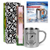Easter Set, metallic thermal cup (300ml) & aromatic flat Easter candle (30cm) (PINK)