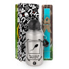 Easter Set, metallic silver aluminum water bottle (500ml) & scented flat Easter candle (30cm) (TURQUOISE)