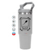 ΓΚΡΙ Travel Tumbler Θερμός με χερούλι και καλαμάκι 890ml