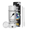 Tumbler ποτήρι θερμό από ανοξείδωτο ατσάλι 600ml, με μεταλλικό καλαμάκι & βούρτσα καθαρισμού
