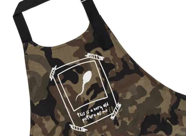 This is A Very Old Picture Of Me — Chef's cooking apron with pockets, cotton, camouflage (adult, 100% cotton)