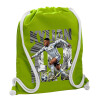 Τσάντα πλάτης πουγκί GYMBAG LIME GREEN, με τσέπη (40x48cm) & χονδρά κορδόνια