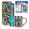 Easter Set, metallic thermal cup (300ml) & aromatic flat Easter candle (30cm) (TURQUOISE)