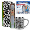Easter Set, metallic thermal cup (300ml) & Easter aromatic flat candle (30cm) (GRAY)