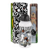 Easter Set, metallic aluminum water bottle (500ml) & aromatic flat Easter candle (30cm) (GRAY)
