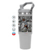 ΓΚΡΙ Travel Tumbler Θερμός με χερούλι και καλαμάκι 890ml