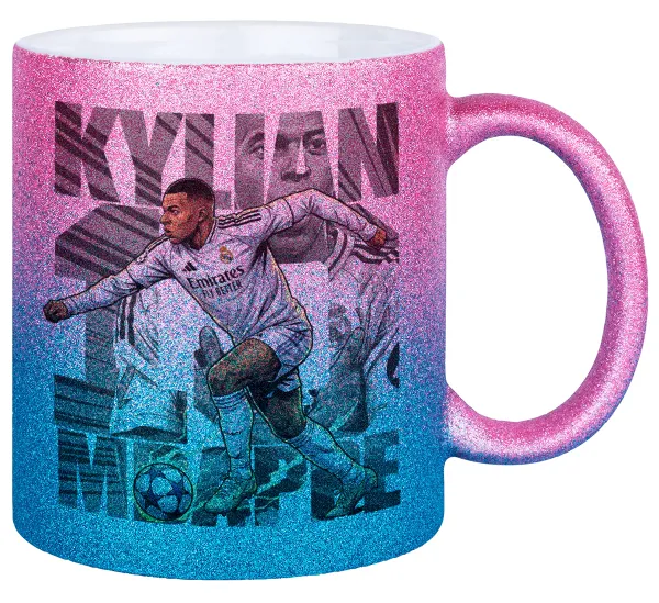 Kylian Mbappe France — Κούπα Χρυσή/Μπλε Glitter, κεραμική, 330ml