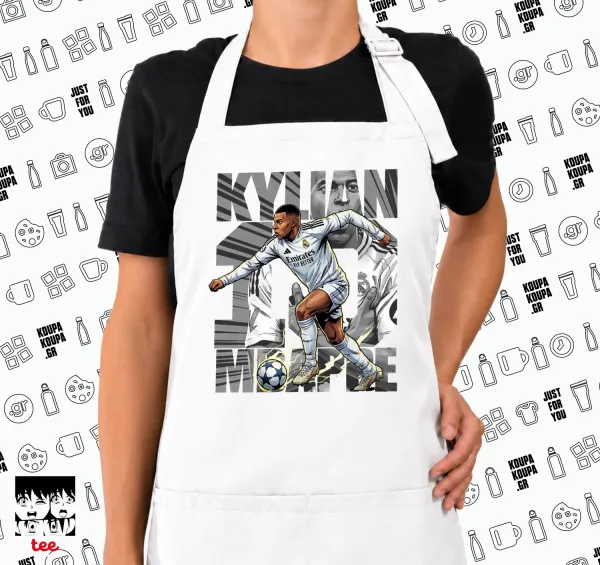 Kylian Mbappe France — Λευκή Ποδιά μαγειρικής Σεφ με τσέπες (ΕΝΗΛΙΚΩΝ, ΛΕΥΚΗ)