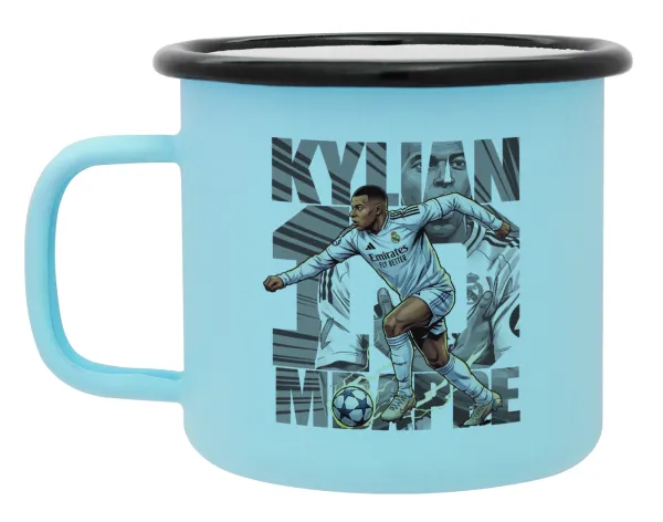 Kylian Mbappe France — Κούπα Μεταλλική εμαγιέ ΜΑΤ σιέλ 360ml