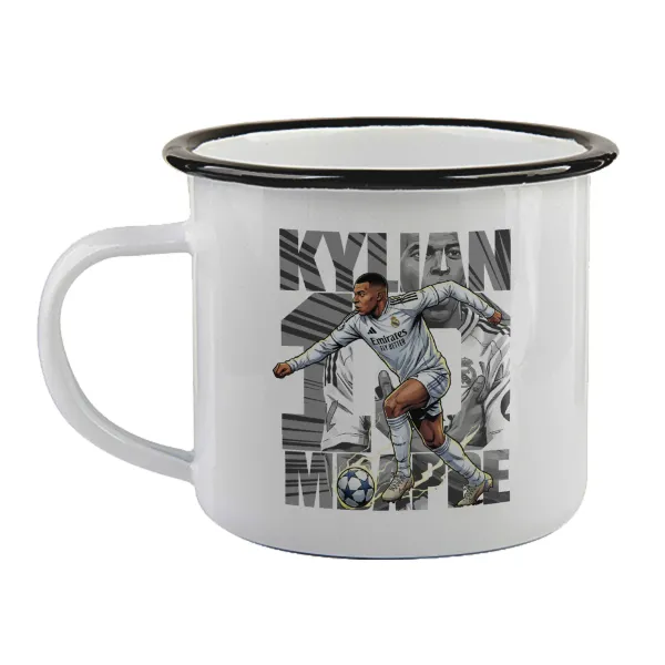 Kylian Mbappe France — Enamel mug with black rim, 360ml