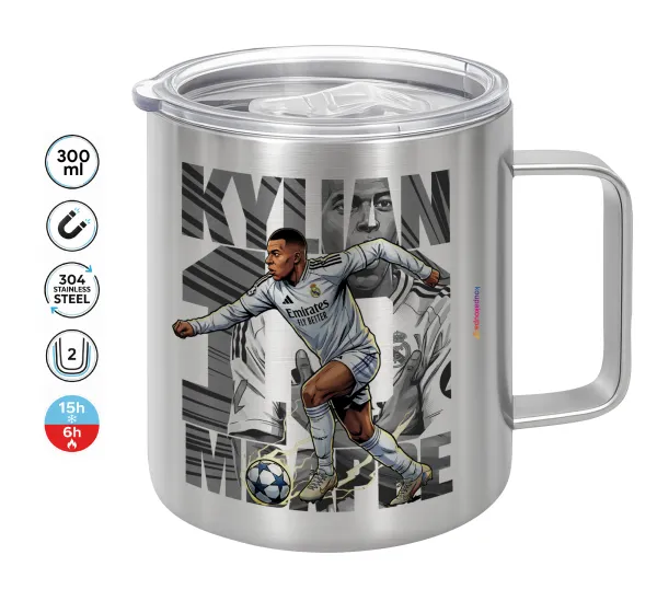 Kylian Mbappe France — Κούπα Ανοξείδωτη διπλού τοιχώματος 300ml με καπάκι διατήρησης θερμοκρασίας