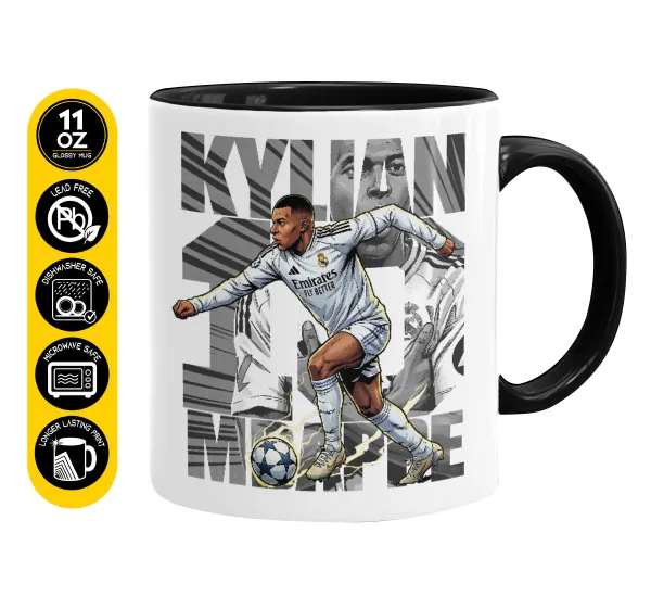 Kylian Mbappe France — Κούπα χρωματιστή μαύρη, κεραμική, 330ml
