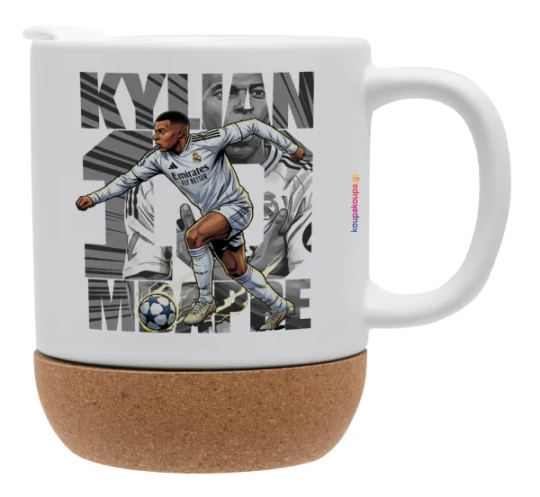Kylian Mbappe France — Κούπα, κεραμική με βάση φελού και καπάκι (ΜΑΤ), 330ml