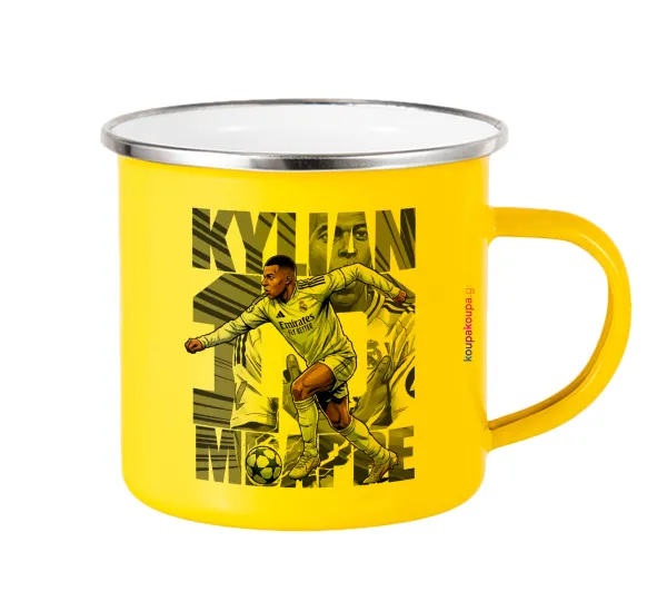 Kylian Mbappe France — Yellow Enamel Metallic Cup 360ml