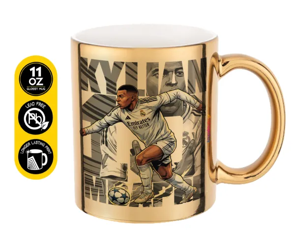Kylian Mbappe France — Mug ceramic, gold mirror, 330ml