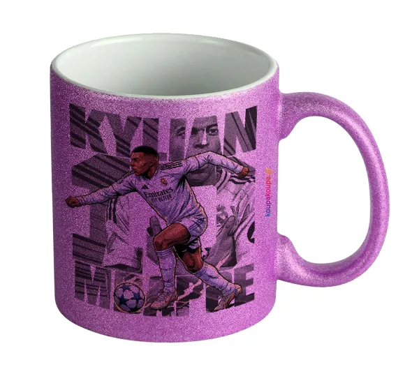 Kylian Mbappe France — Purple glitter mug that sparkles, ceramic, 330ml