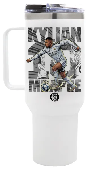 Kylian Mbappe France — Mega Tumbler με καπάκι, διπλού τοιχώματος (θερμό) 1,2L