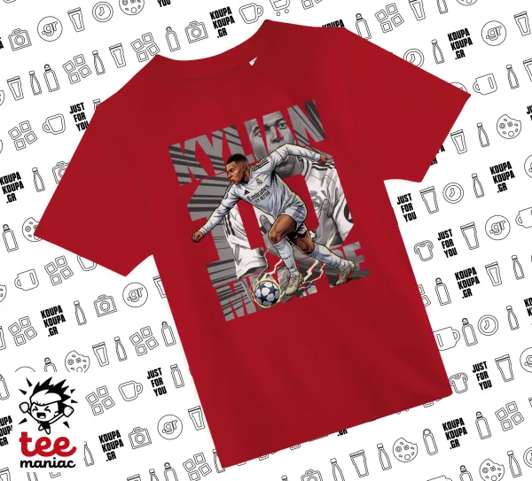 Kylian Mbappe France — ΚΟΚΚΙΝΟ Άνετο παιδικό T-Shirt από 100% βαμβάκι, για κάθε μέρα. Vegan & OEKO-TEX πιστοποιημένο.