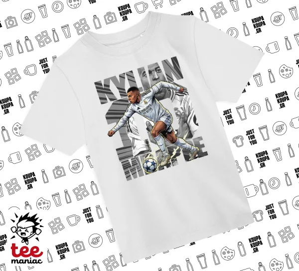 Kylian Mbappe France — ΛΕΥΚΟ Άνετο παιδικό T-Shirt από 100% βαμβάκι, για κάθε μέρα. Vegan & OEKO-TEX πιστοποιημένο.