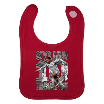 Kylian Mbappe France, Σαλιάρα με Σκρατς Κόκκινη 100% Organic Cotton (0-18 months)