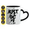 Mug heart black handle, ceramic, 330ml