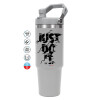 ΓΚΡΙ Travel Tumbler Θερμός με χερούλι και καλαμάκι 890ml