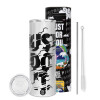 Tumbler ποτήρι θερμό από ανοξείδωτο ατσάλι 600ml, με μεταλλικό καλαμάκι & βούρτσα καθαρισμού