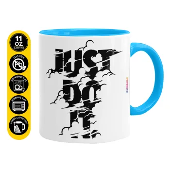 Just do it, Mug colored light blue, ceramic, 330ml