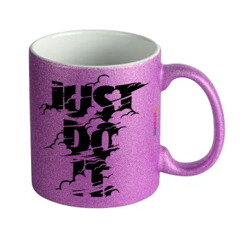 Just do it, Κούπα Μωβ Glitter που γυαλίζει, κεραμική, 330ml