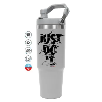 Just do it, ΓΚΡΙ Travel Tumbler Θερμός με χερούλι και καλαμάκι 890ml