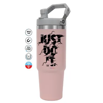 Just do it, ΡΟΖ Travel Tumbler Θερμός με χερούλι και καλαμάκι 890ml