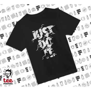 Just do it, ΜΑΥΡΟ Άνετο παιδικό T-Shirt από 100% βαμβάκι, για κάθε μέρα. Vegan & OEKO-TEX πιστοποιημένο.