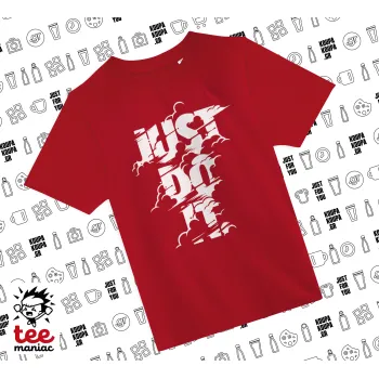 Just do it, ΚΟΚΚΙΝΟ Άνετο παιδικό T-Shirt από 100% βαμβάκι, για κάθε μέρα. Vegan & OEKO-TEX πιστοποιημένο.