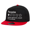 Καπέλο Flat Snapback, Μαύρο/Κόκκινο (100% ΒΑΜΒΑΚΕΡΟ,UNISEX, ONE SIZE)