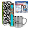 Easter Set, metallic thermal cup (300ml) & aromatic flat Easter candle (30cm) (TURQUOISE)