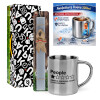 Easter Set, metallic thermal cup (300ml) & Easter aromatic flat candle (30cm) (GRAY)
