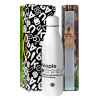 Easter Set, metallic stainless thermos bottle (500ml) & scented flat Easter candle (30cm) (GRAY)