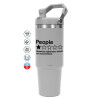 ΓΚΡΙ Travel Tumbler Θερμός με χερούλι και καλαμάκι 890ml