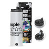 Travel Tumbler θερμό με διπλό καπάκι, μεταλλικό καλαμάκι και βούρτσα καθαρισμού (Ανωξείδωτο 304 Food grade, BPA free, 600ml)