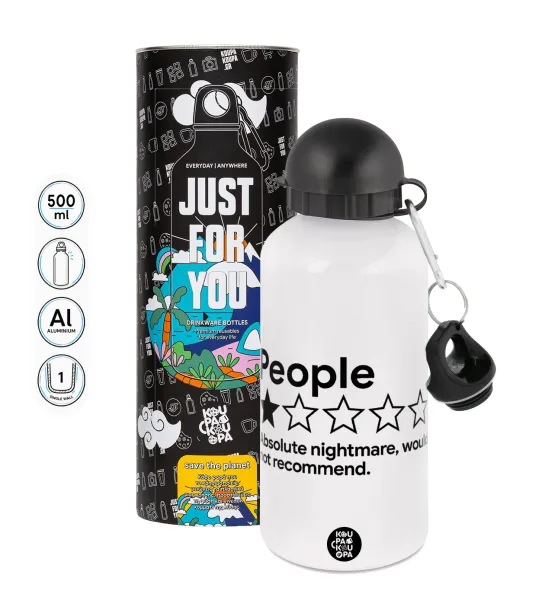 People One Star Rating Would Not Recommend — Metal water bottle, White, aluminum 500ml