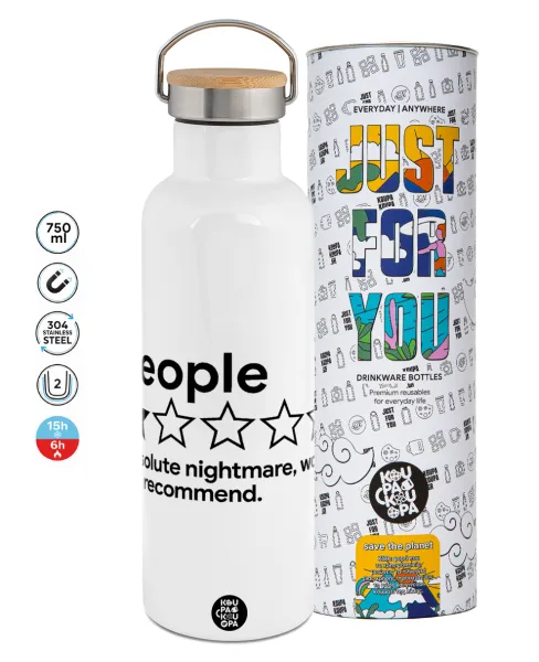 People One Star Rating Would Not Recommend — Stainless steel White with wooden lid (bamboo), double wall, 750ml