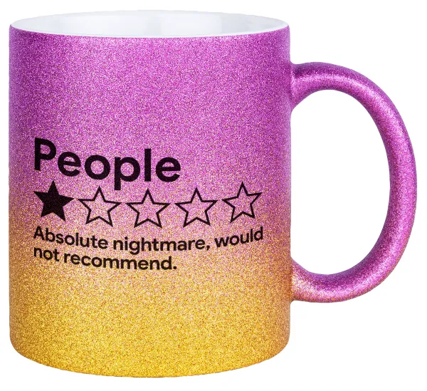 People One Star Rating Would Not Recommend — Gold/pink glitter mug, ceramic, 330ml