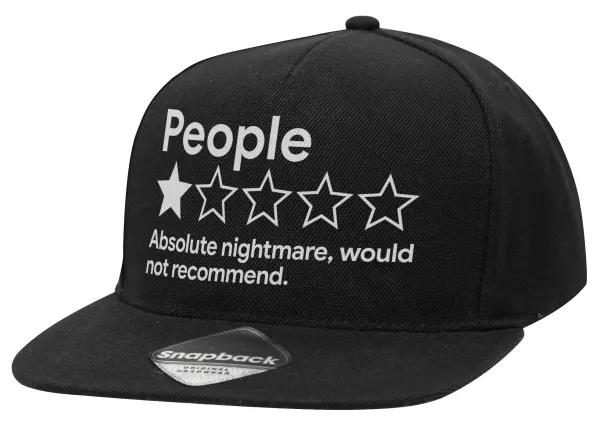 People One Star Rating Would Not Recommend — Καπέλο Ενηλίκων Flat Snapback Μαύρο, (100% ΒΑΜΒΑΚΕΡΟ TWILL, ΕΝΗΛΙΚΩΝ, UNISEX, ONE SIZE)
