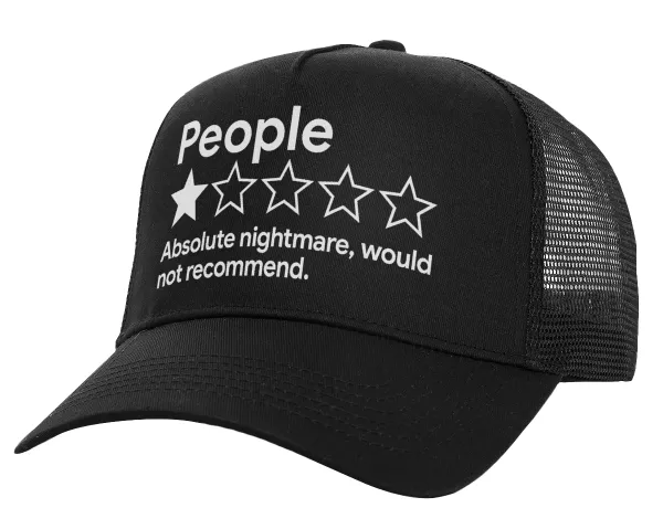 People One Star Rating Would Not Recommend — Καπέλο Ενηλίκων Structured Trucker, με Δίχτυ, Μαύρο (100% ΒΑΜΒΑΚΕΡΟ, ΕΝΗΛΙΚΩΝ, UNISEX, ONE SIZE)