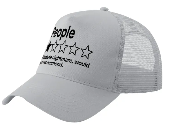 People One Star Rating Would Not Recommend — Adult Structured Trucker Hat, with Mesh, GRAY (100% COTTON, ADULT, UNISEX, ONE SIZE)