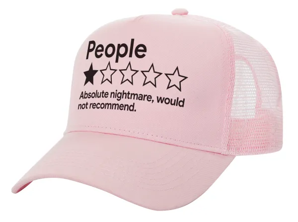 People One Star Rating Would Not Recommend — Structured Trucker Children's Hat, with Mesh, PINK (100% COTTON, CHILDREN'S, UNISEX, ONE SIZE)