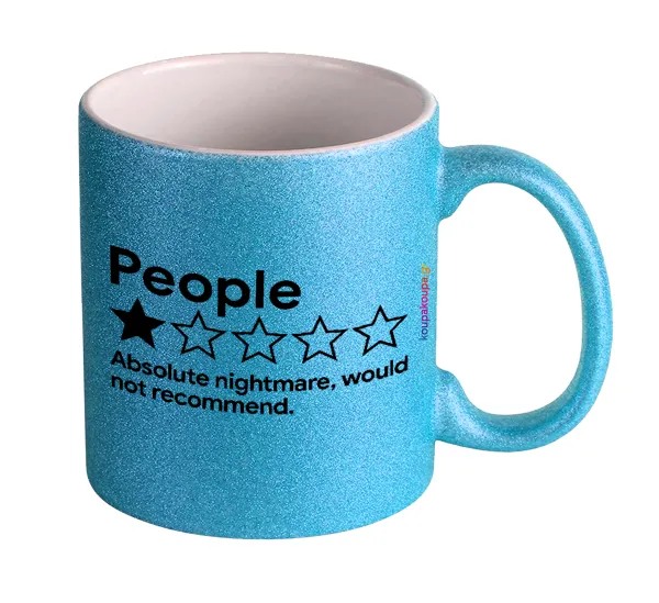People One Star Rating Would Not Recommend — Κούπα Σιέλ Glitter που γυαλίζει, κεραμική, 330ml