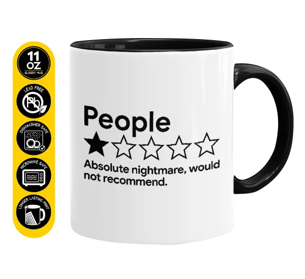 People One Star Rating Would Not Recommend — Κούπα χρωματιστή μαύρη, κεραμική, 330ml